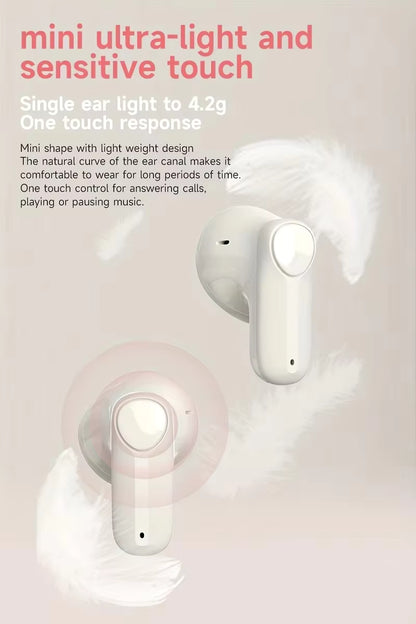 Fashion Girl Women Noise Cancelling Wireless Headset (White & Pink)